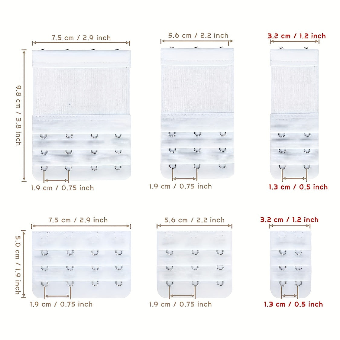 9pcs Bra Strap Extenders Comfortable Adjustable Band Women's Lingerie Accessorie