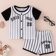 2pcs Toddler Boys Striped T-shirt & Shorts Set for Summer