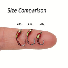 15pcs Brass Bead Head Flies for Trout Fishing Ice Fishing Fly
