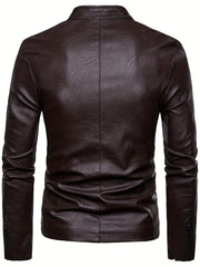 Men's Classic PU Zip Up Faux Leather Jacket