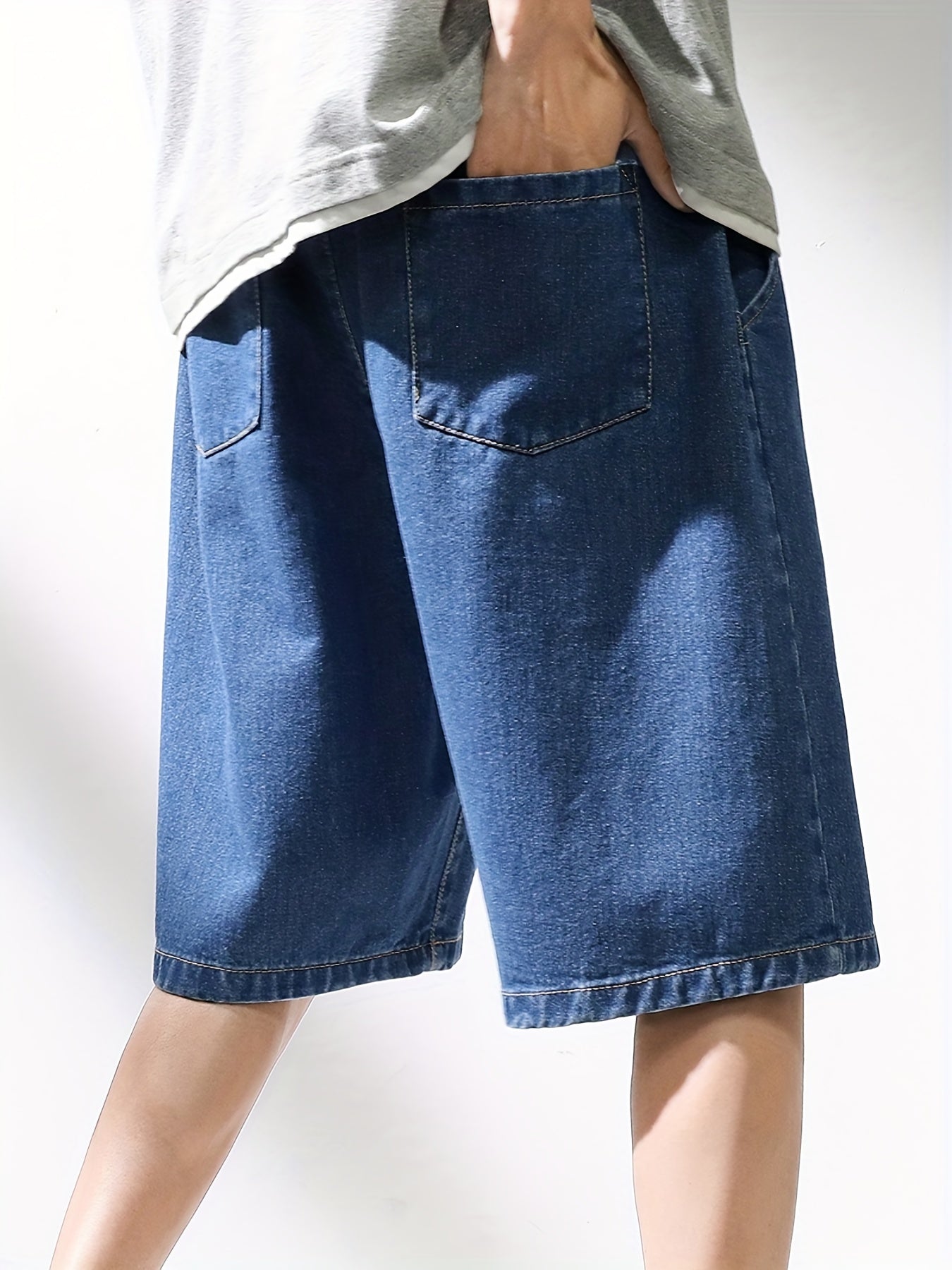 Men's Casual Loose Fit Denim Shorts with Drawstring Waist
