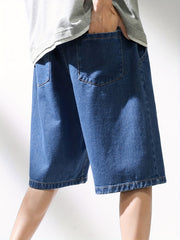 Men's Casual Loose Fit Denim Shorts with Drawstring Waist