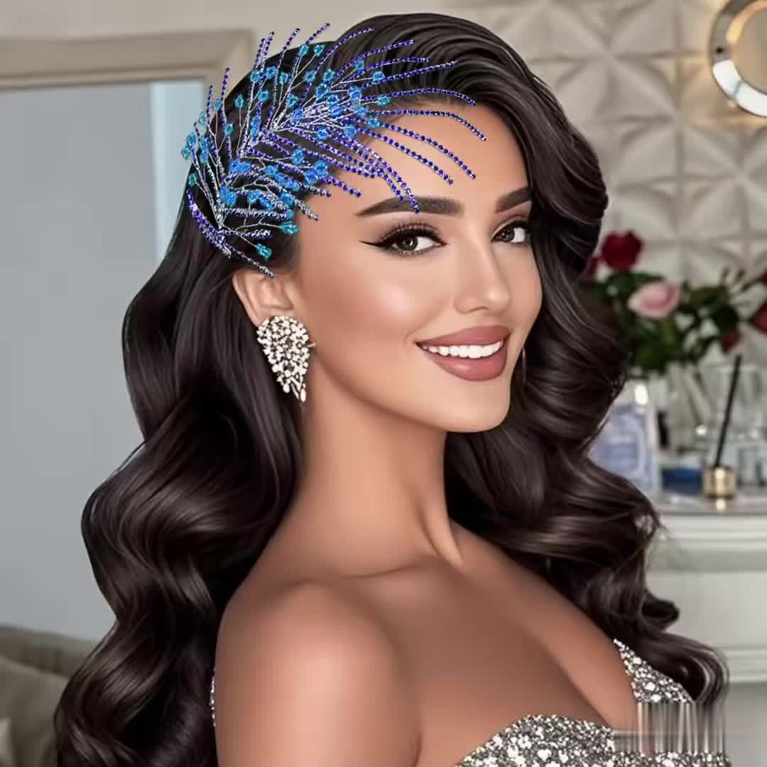 Bohemian Bridal Headpiece with Fireworks Rhinestone Encrusted High Resin