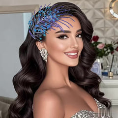 Bohemian Bridal Headpiece with Fireworks Rhinestone Encrusted High Resin