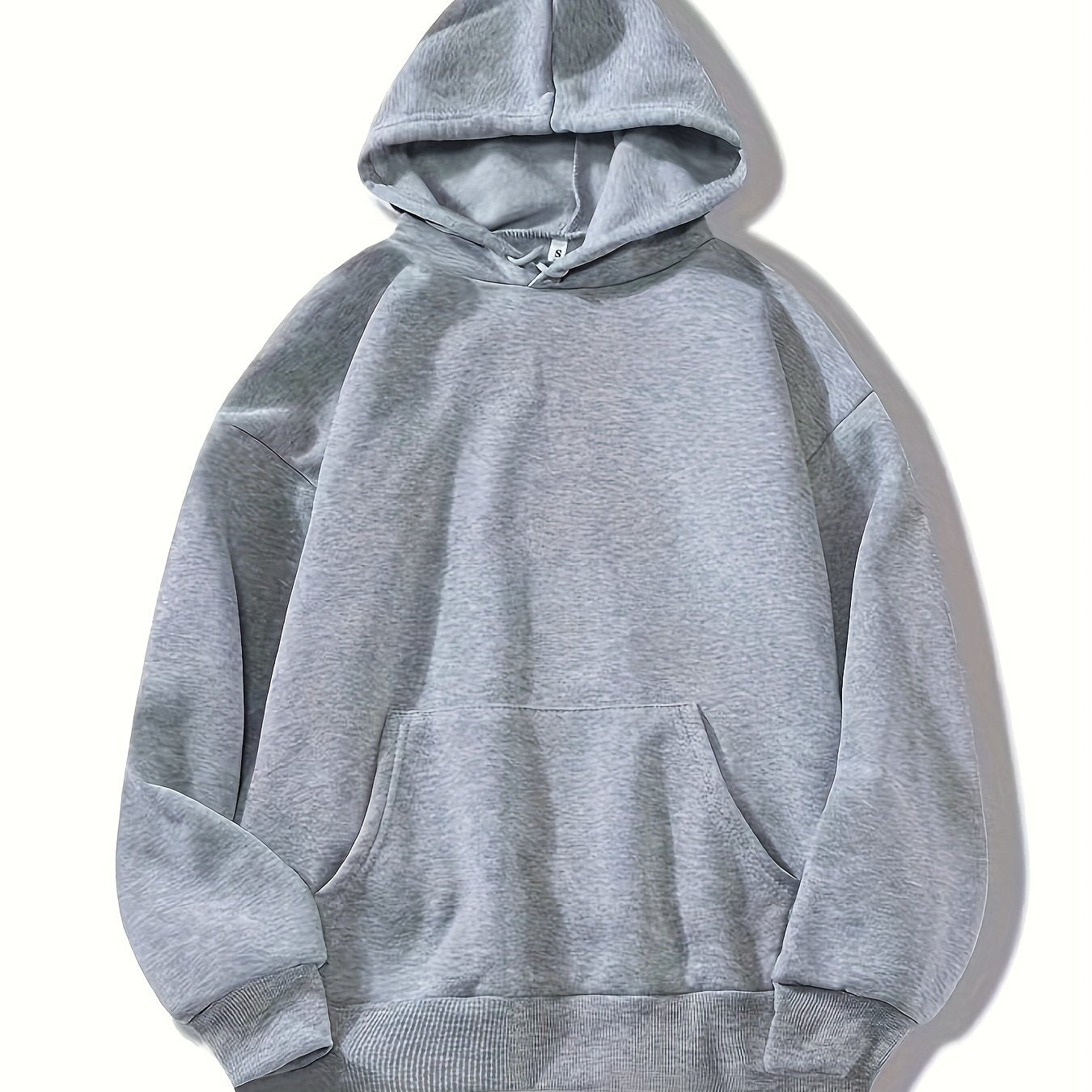 Solid Drawstring Hoodies Casual Kangaroo Pocket Long Sleeve Sweatshirt