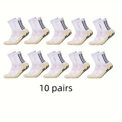 10 Pairs Men's Mid Crew Sport Socks Nylon Blend Breathable Sweat-Absorbing