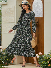 Floral Print Long Sleeve Dress for Spring & Fall