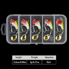 5pcs Metal VIB Spinner Spoon Lure Trout Winter Fishing Hard Baits