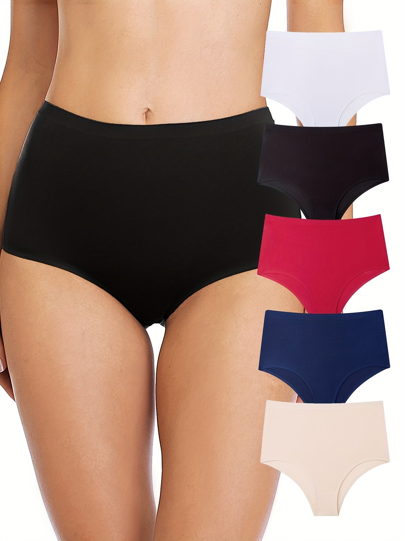 5pcs Seamless Hipster Panties Comfy Stretchy Intimates Women's Underwear
