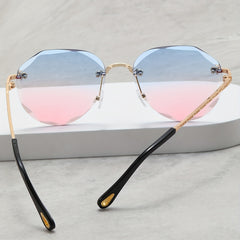 Ombre Rimless Sunglasses Gradient UV400 Sun Shades for Beach Vacation
