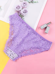 6pcs Leopard Bow Tie Lace Trim Intimates Panties