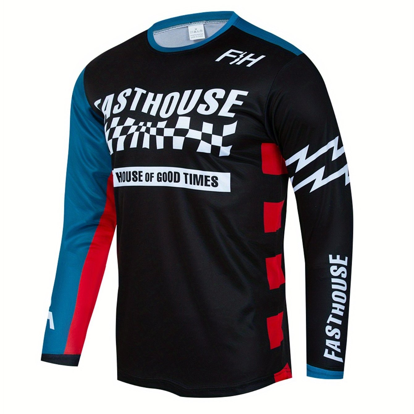 Men's Letter Long Sleeve Motorcycle T-shirt Quick Drying Breathable Top