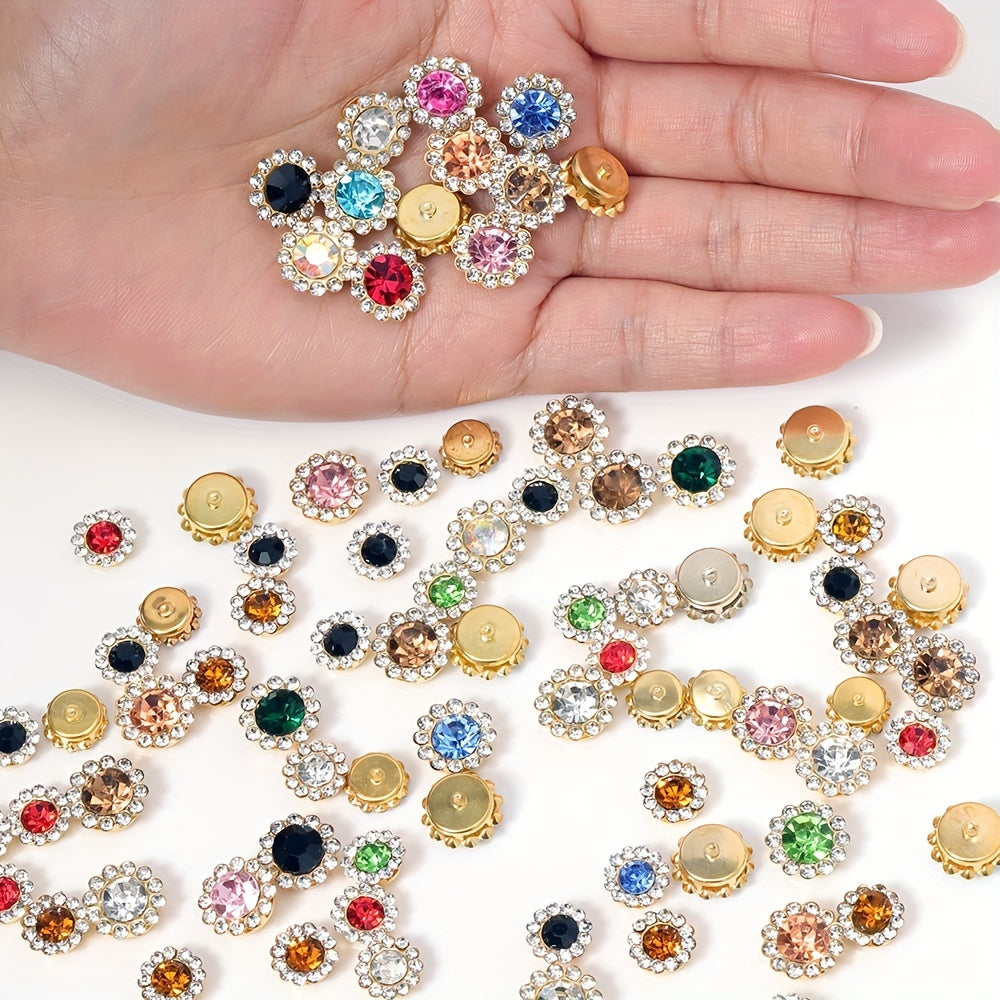 50pcs Rhinestone Bezel Sew On Beads for DIY Jew