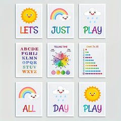 3pcs Rainbow Watercolor Educational Posters For Kids - No Frames