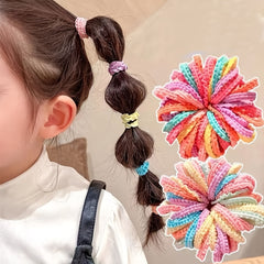 100pcs Girls Colorful Elastic Hair Ties Seamless Candy Accessory
