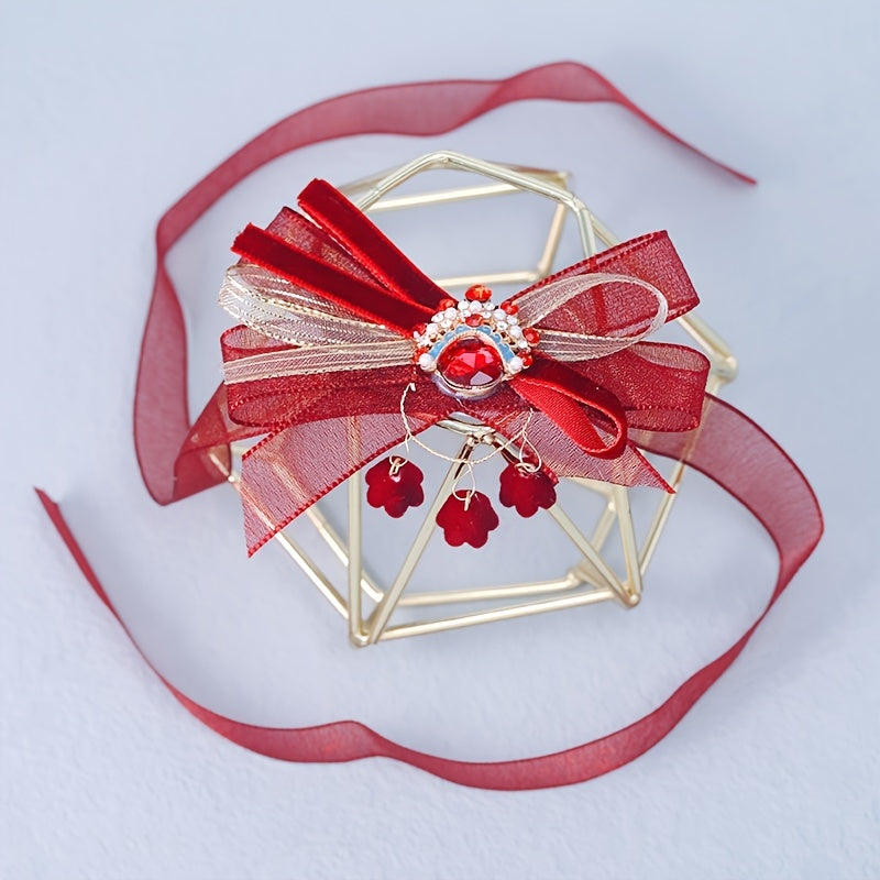 Red Flower Bridal Bracelet Wedding Prom Decoration