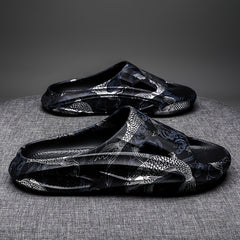 Men's Fish Print Cloud Slides Slippers Lightweight Non Slip Shoes