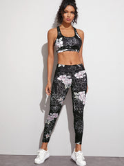 Floral Yoga Set for Women Seamless Cami Top Sports Bra & Leggings