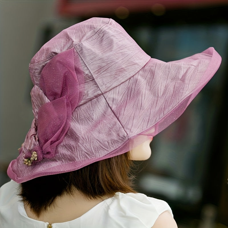 Wide Brim Flower Sun Hat UV Protection Lightweight Bucket Hat
