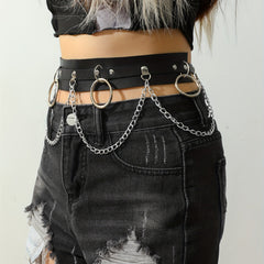 Chain Fringe Punk Belt Hip Hop Jeans Pants Belt Gothic Adjustable Rivet