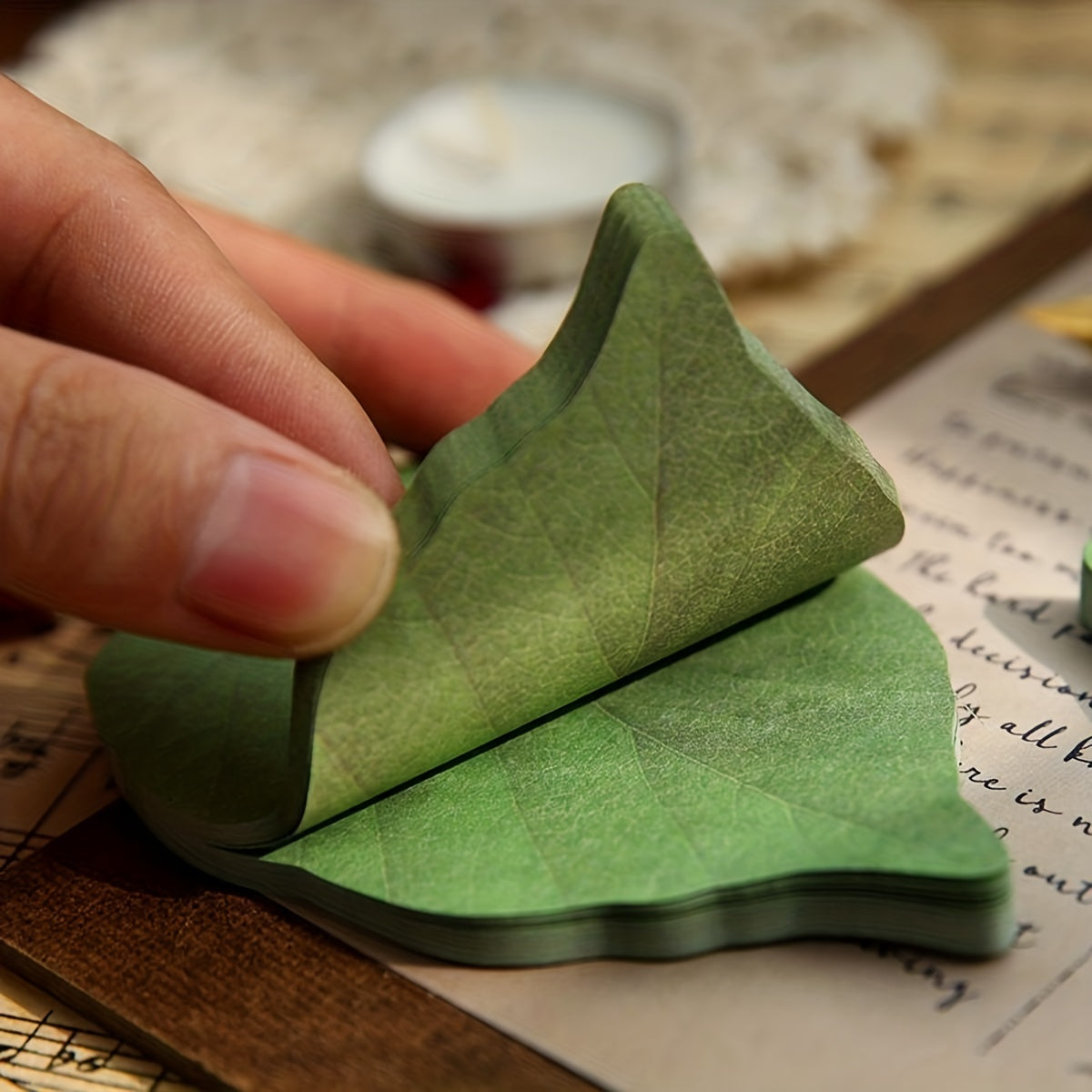 50 Sheets Leaf Sticky Notes Memo Pad for Students