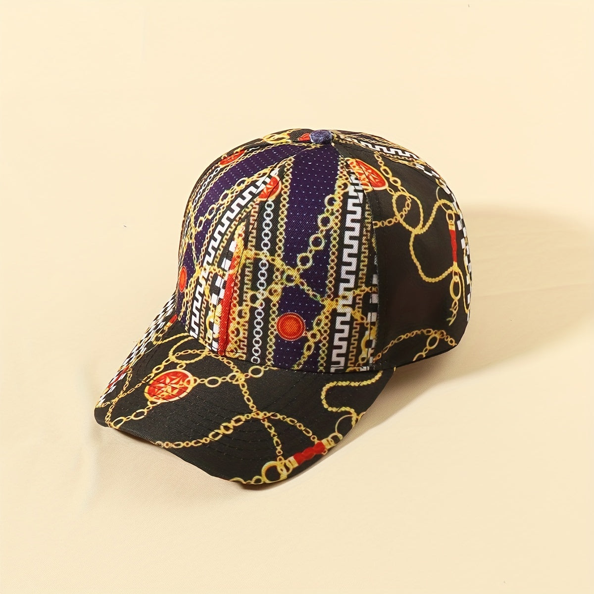 Vintage Chain Print Baseball Cap Hip Hop Lightweight Sun Hat Unisex