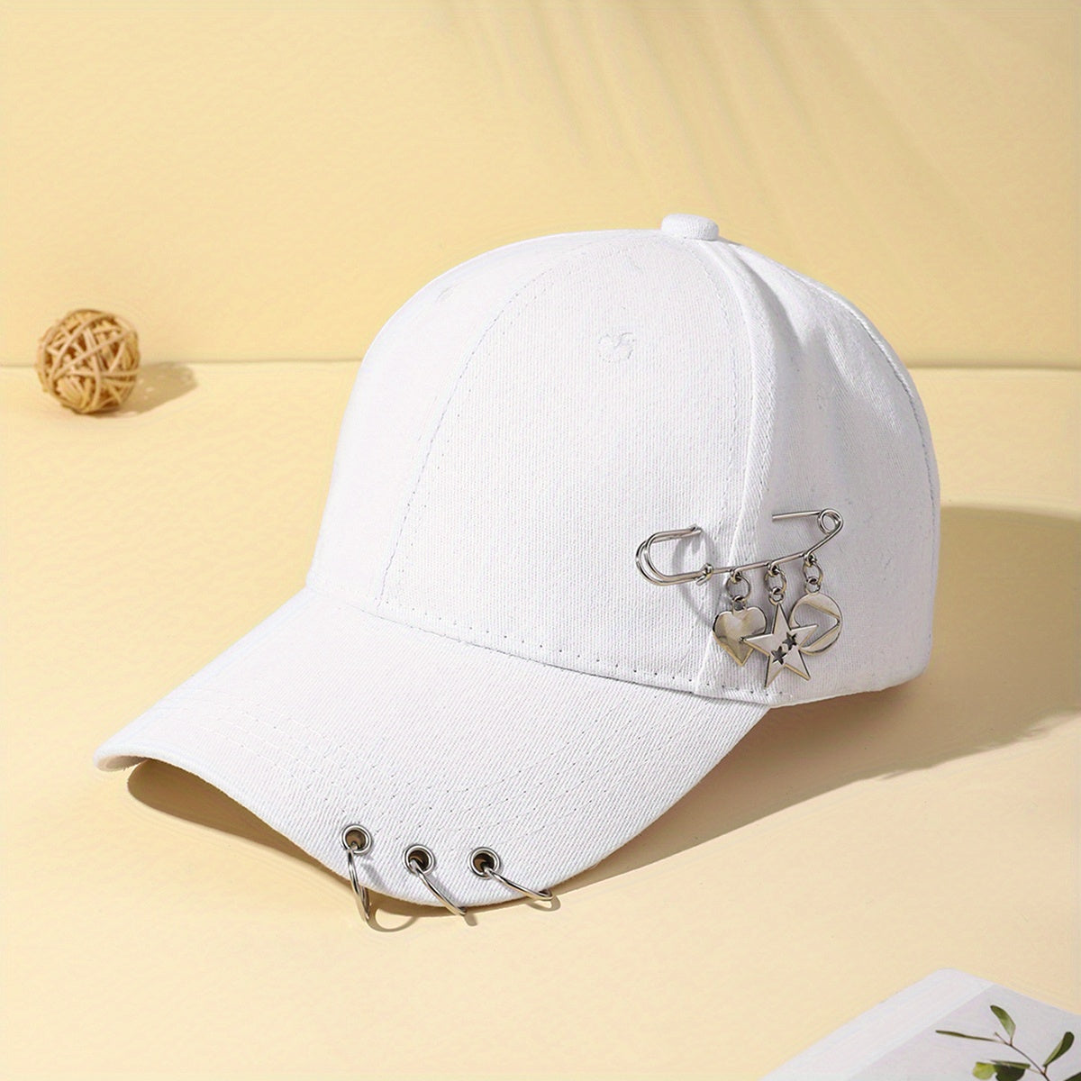 Kpop Ring Decor Baseball Cap Solid Dad Hats Hip hop Unisex Adjustable