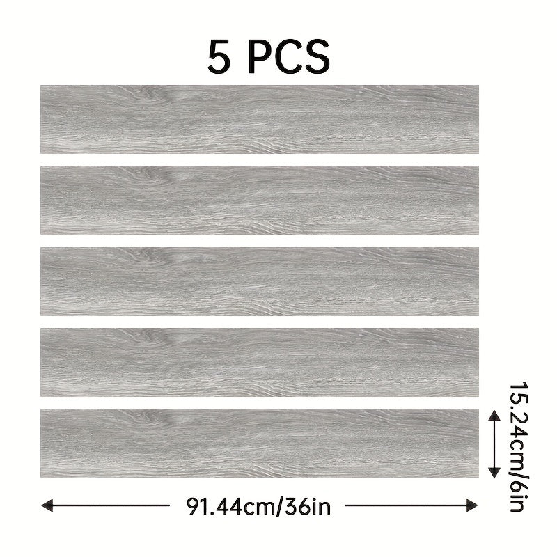 5pcs 6'' X 91 Wood Grain Floor Stickers Non Slip Self Adhesive Wall Stickers
