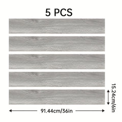 5pcs 6'' X 91 Wood Grain Floor Stickers Non Slip Self Adhesive Wall Stickers