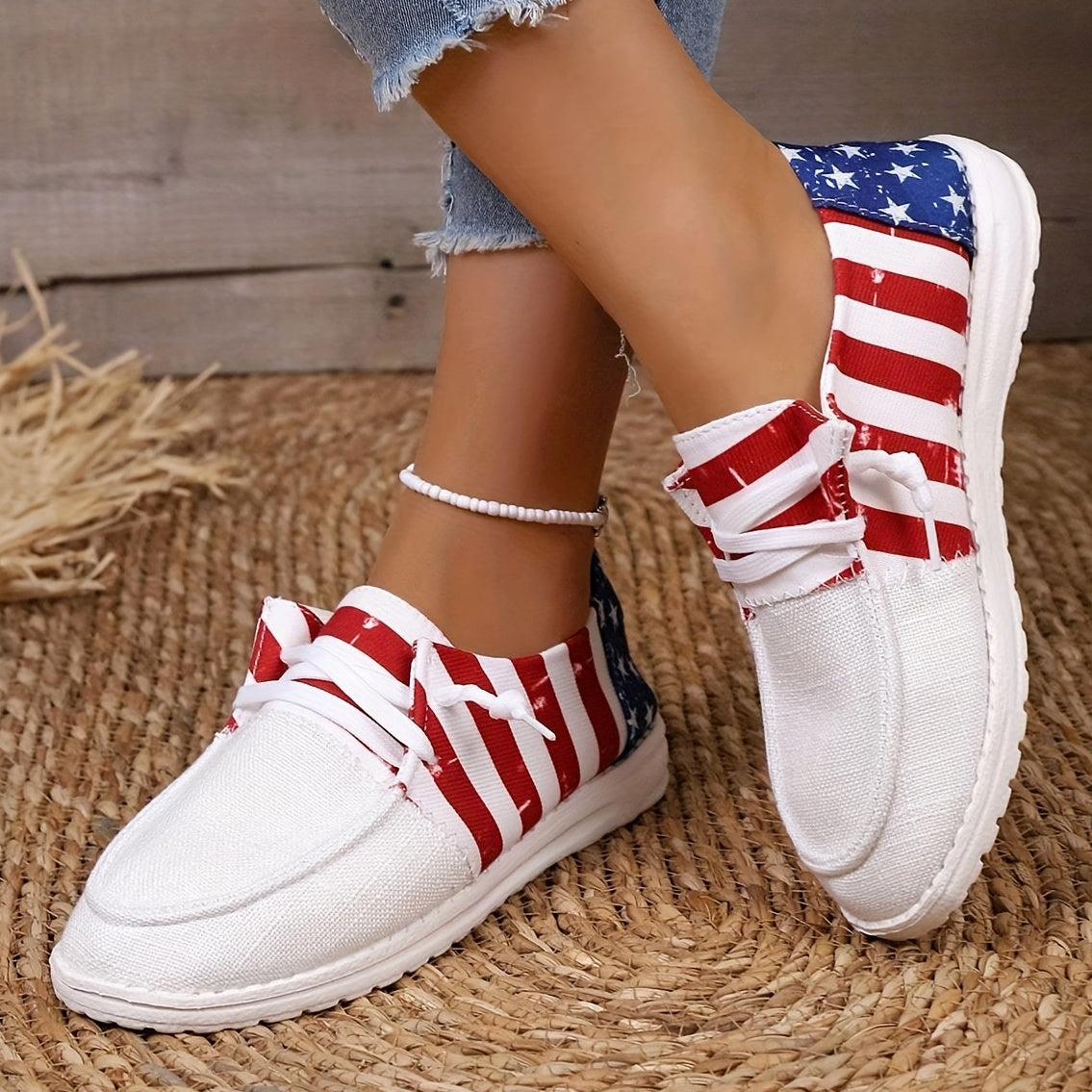 Women's Star Spangled Canvas Shoes Casual Lightweight Low Top Shoes
