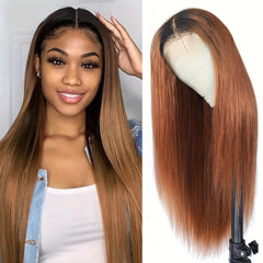 T1B 30 Straight Human Hair Wigs 4x4 Lace Front Human Hair Wigs