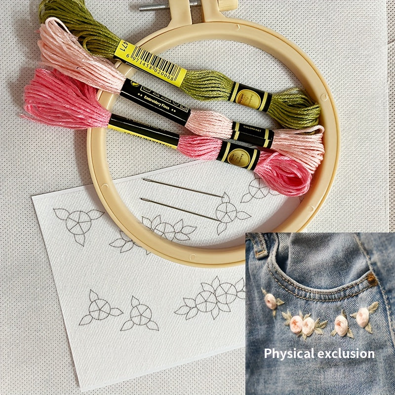2pcs Embroidery Starter Kit Water Soluble Paste Pattern DIY Material