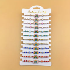 12pcs Pride Rainbow Clay Crystal Bracelet Family Gift