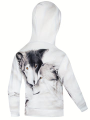 3D Winter Wolves Kid's Hoodie Pullover Top for Spring Fall