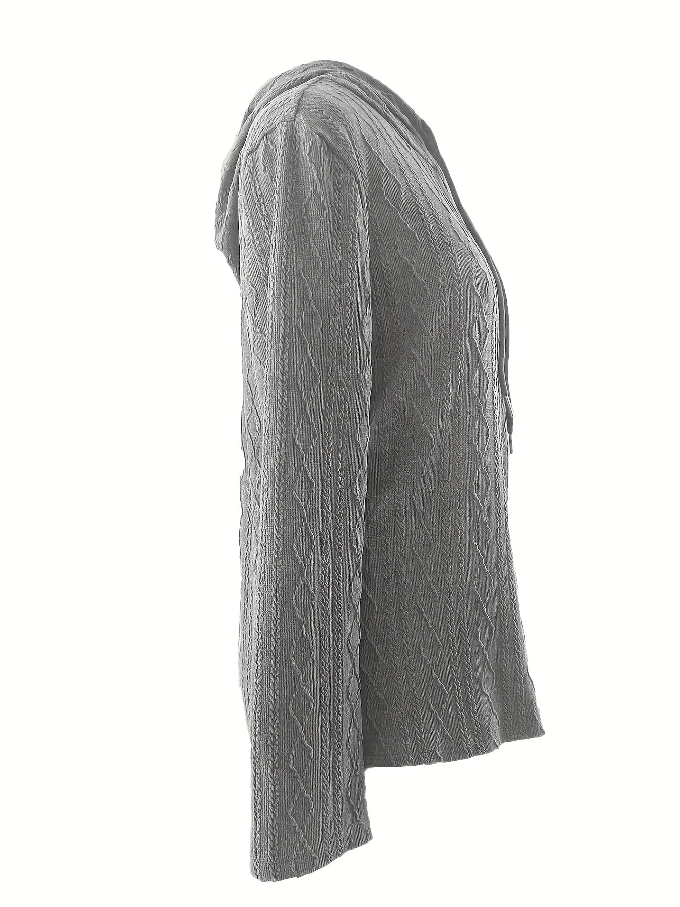 Textured Drawstring Hoodie Long Sleeve Sweatshirt