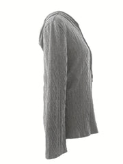 Textured Drawstring Hoodie Long Sleeve Sweatshirt