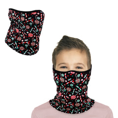 Kids Rainbow Mermaid Unicorn Lollipop Fox Print Fleece Neck Gaiter Balaclava
