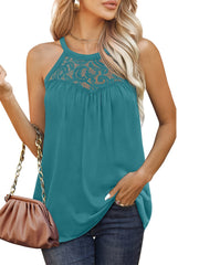 Lace Sleeveless T Shirt Summer Casual Top Women's Clothing