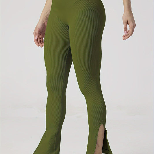 Women's Elastic Yoga Sports Flare Pants Fitness Running Leggings