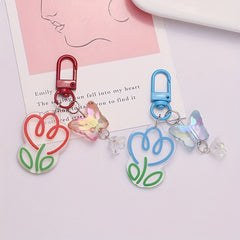 Acrylic Colorful Flower Keychain Pendant Bag Decoration