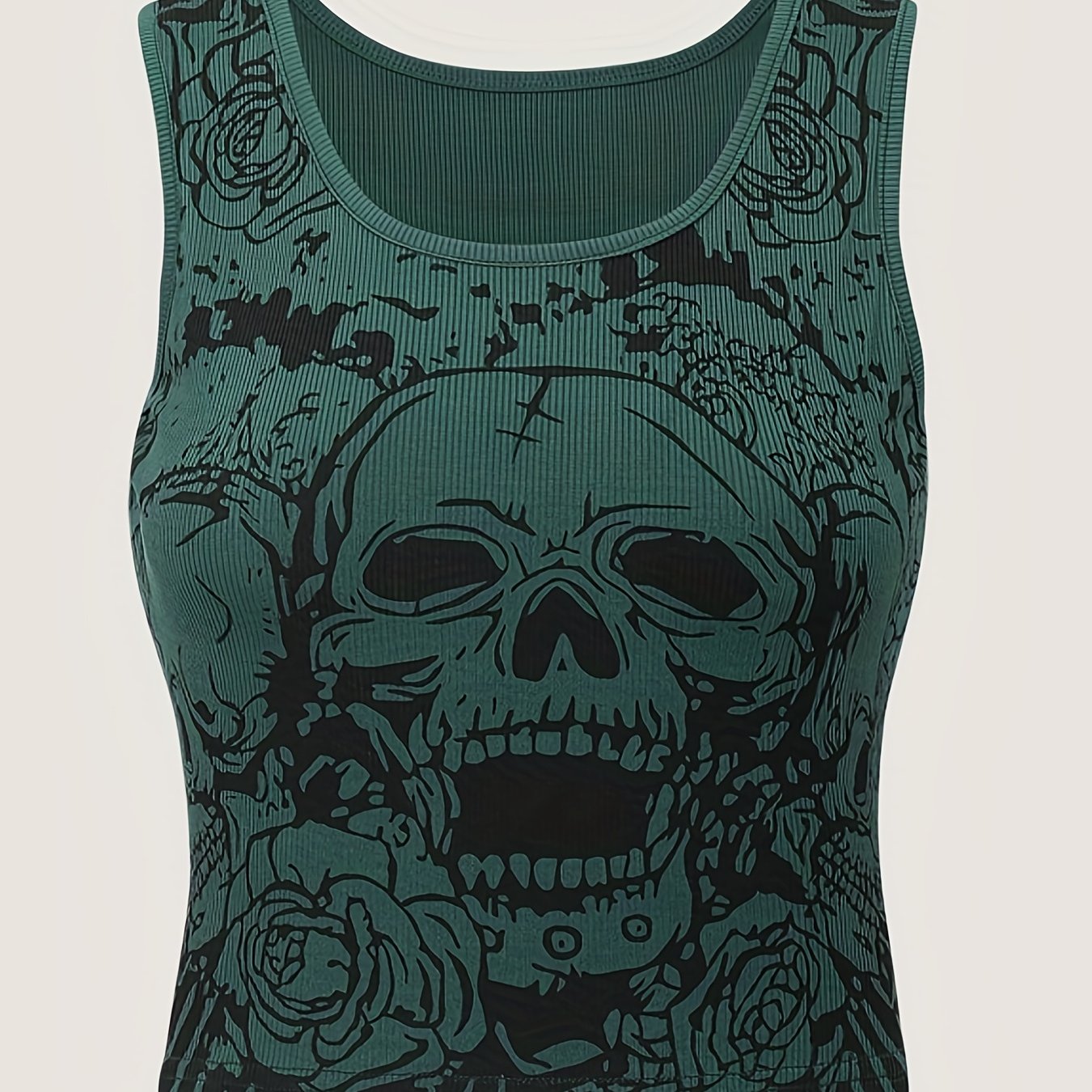 Y2K Grunge Skull & Rose Print Tank Top