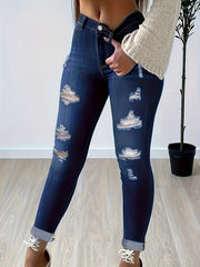 Ripped High Rise Skinny Jeans