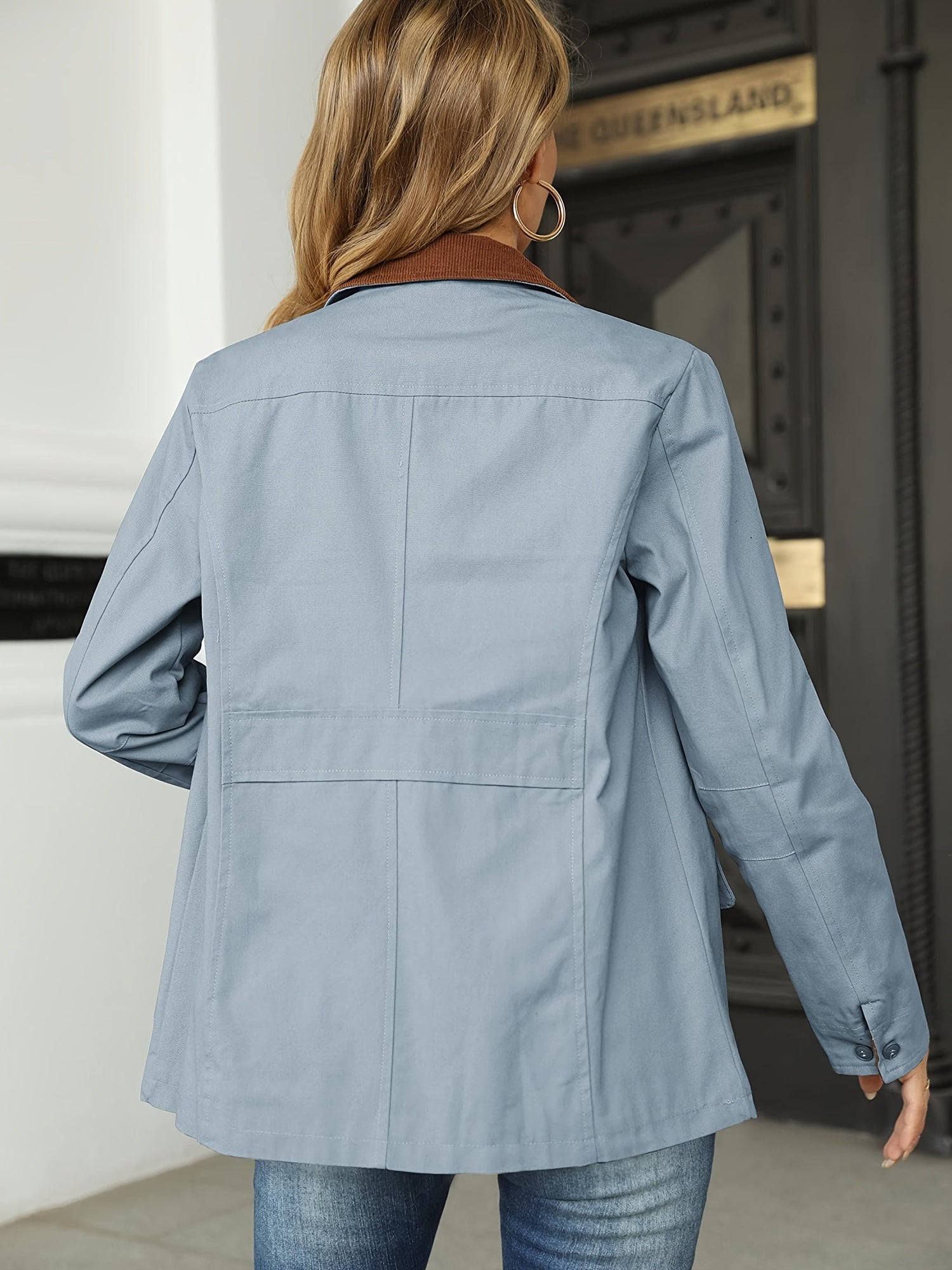 Button Front Jacket Collar Outerwear Spring Fall Women's Clothing