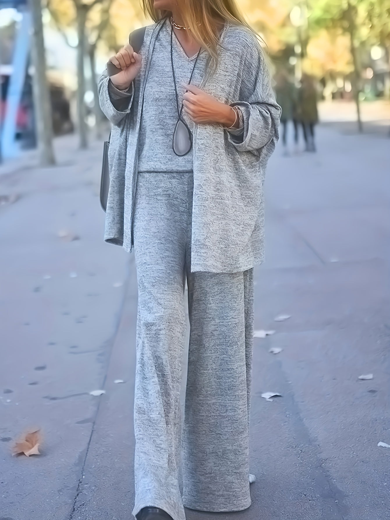3-Piece Casual Outfit Set: Tank Top, Wide Leg Pants & Cardigan