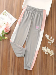 Girls' Purple Heart Block Print Jogger Pants, 6-12 Years