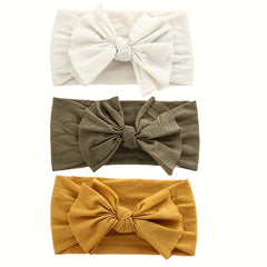 3pcs Bow Soft Nylon Elastic Headbands Hair Accessories for Baby Girls