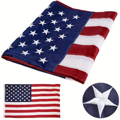 American Flag With Embroidered Stars And Brass Grommets