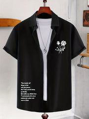 Men's Solid Smile Face Button Down Shirt