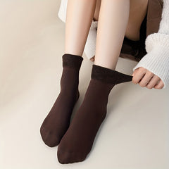 5 Pairs Plush Lined Socks Comfy & Warm Mid Tube Women's Stockings