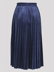 Velvet Pleated Maxi Skirt High Rise Stretch Plus Size